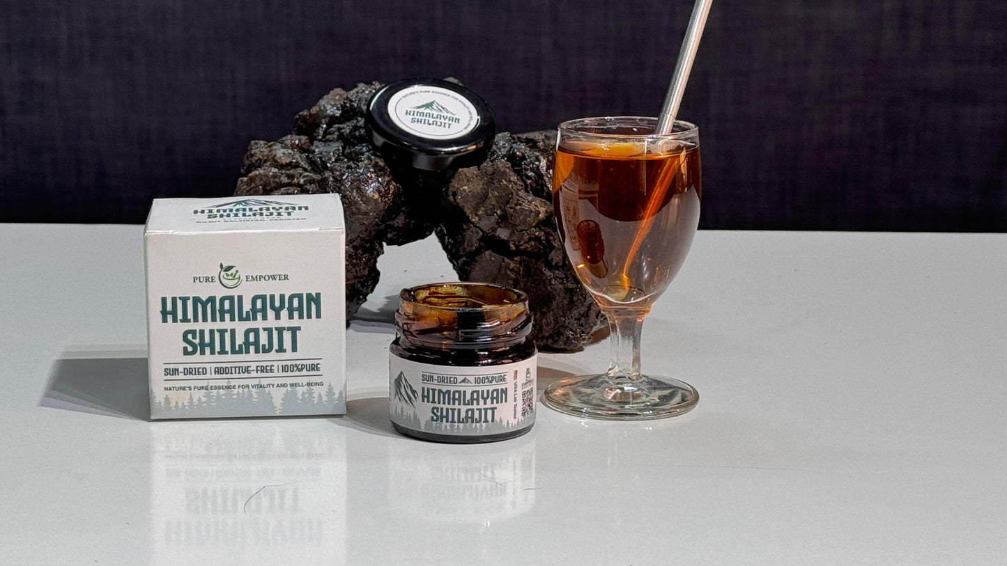 Pure Empower Shilajit 15g | Powerful Himalayan Resin | Gold Grade Hand-Collected Rocks | Full-Sun Dried & Naturally Purified for Energy, Strength & Stamina