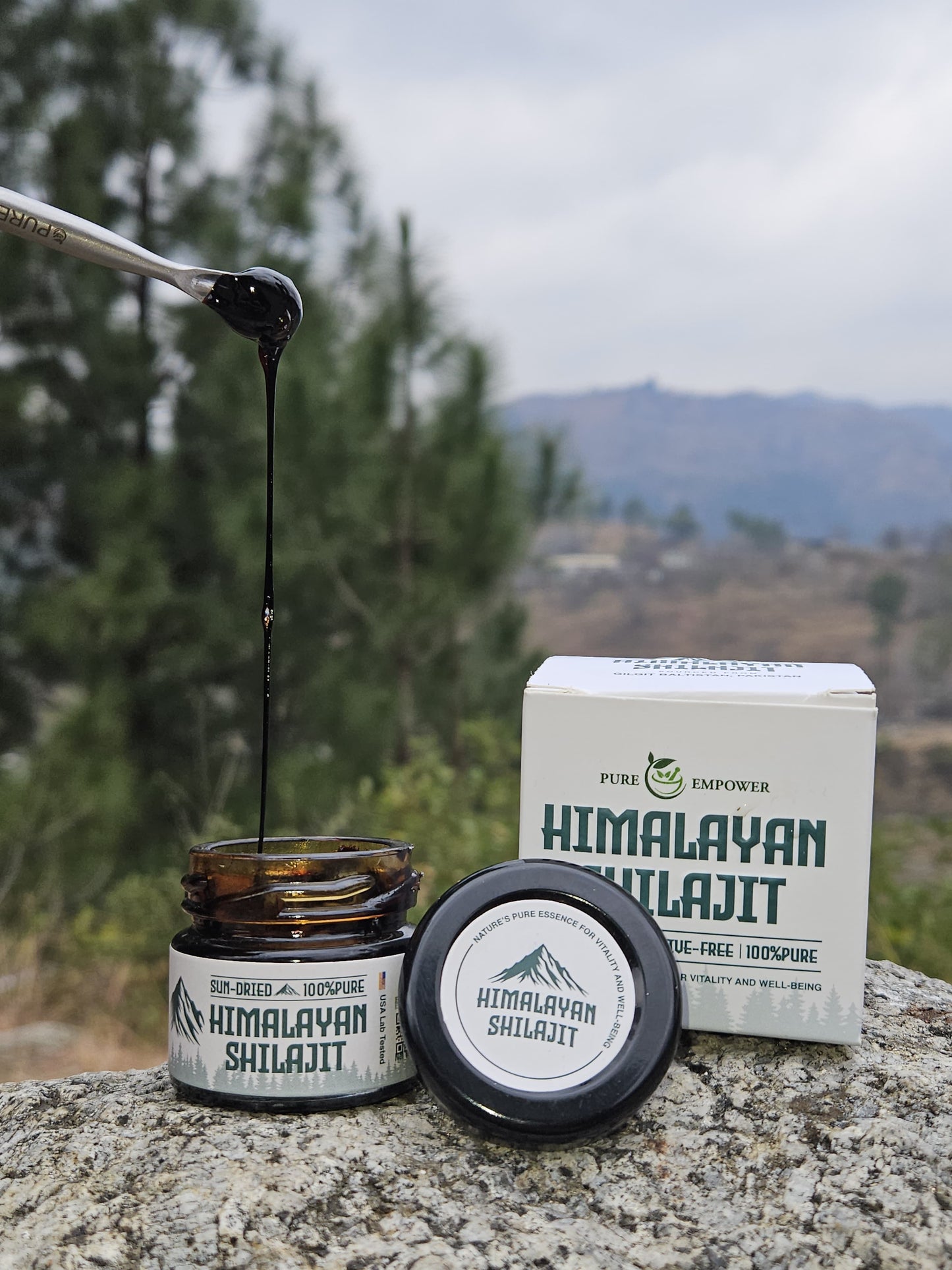 Pure Empower Shilajit 50g | Powerful Himalayan Resin | Gold Grade Hand-Collected Rocks | Full-Sun Dried & Naturally Purified for Energy, Strength & Stamina