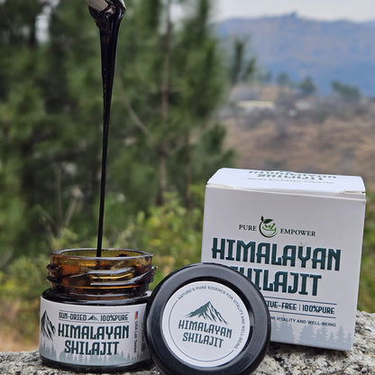 Pure Empower Shilajit 15g | Powerful Himalayan Resin | Gold Grade Hand-Collected Rocks | Full-Sun Dried & Naturally Purified for Energy, Strength & Stamina
